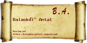 Balaskó Antal névjegykártya